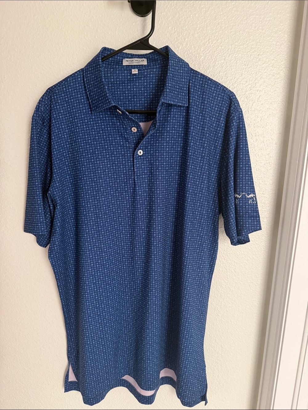 Peter Millar Summer Comfort Golf Polo Men’s M Blue Print Kissing Camels